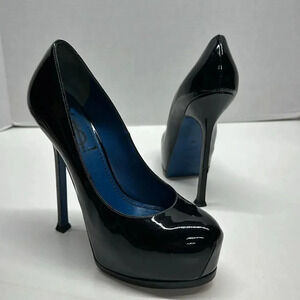 Yves Saint Laurent YSL Tribute Pump High Heels Patent Leather Black Size 36 US 6